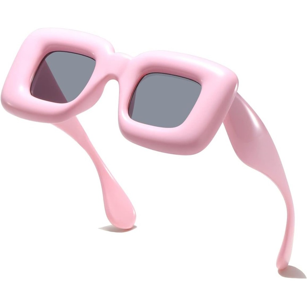 Womens Retro Square Sunglasses Thick Frame‎ Fashion UV400 Protection Pink Lentes